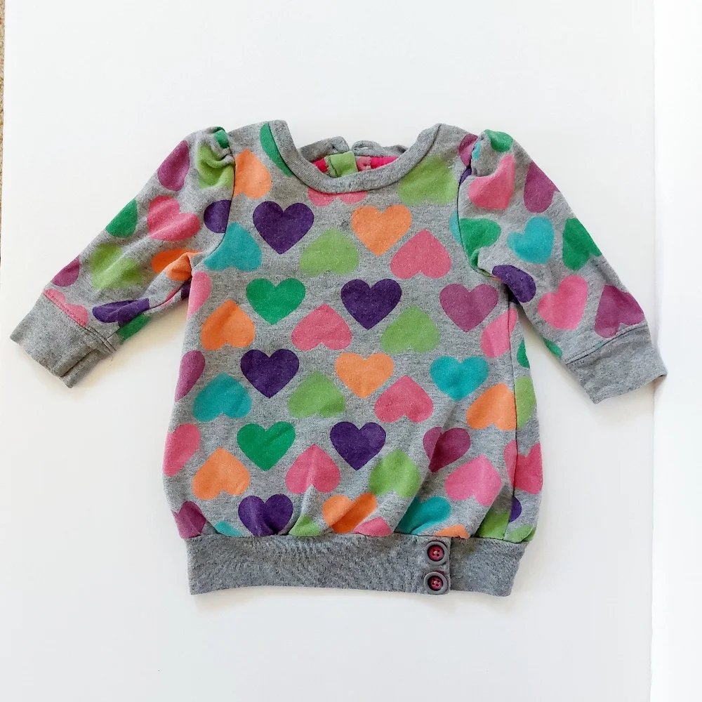 80s Style Rainbow Heart Fleece Top‎ size 3-6 months BabyGap Reproduction 2010